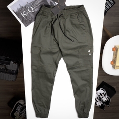 Quần Cargo Túi Hộp Jogger Kaki Co Giãn Unisex Màu Rêu | KQSTYLING JTD01