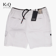 Quần Short Túi Hộp Kaki Co Giãn Xám Trắng