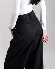 Quần Kaki Nữ Lưng Cao Ống Rộng Form Đứng Màu Đen | KQSTYLING High-Waist Wide-Leg