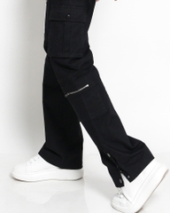 Quần Cargo Kaki Nam Túi Hộp Co Giãn Ống Đứng Màu Đen | KQSTYLING V6
