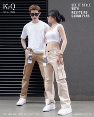 Quần Cargo Nữ Ống Suông Túi Hộp KQSTYLING Form Rộng Màu Kem C1