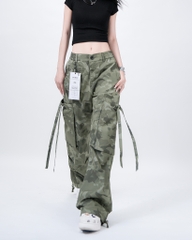 Quần Cargo Nữ Kaki Túi Hộp Ống Rộng Phong cách Y2k màu Camo | KQSTYLING WIDE834