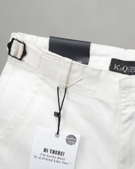 Quần Kaki Nữ Lưng Cao Ống Rộng Có Sidetab  Màu Trắng | KQSTYLING WIDE