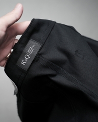 Quần Kaki Nữ Lưng Cao Ống Rộng Có Sidetab  Màu Đen | KQSTYLING WIDE