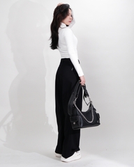 Quần Kaki Nữ Lưng Cao Ống Rộng Form Đứng Màu Đen | KQSTYLING High-Waist Wide-Leg