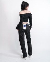 Quần Cargo Nữ Kaki Túi Hộp Co Giãn Ống Đứng Màu Rằn Đen | KQSTYLING ZIP