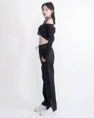Quần Cargo Nữ Kaki Túi Hộp Co Giãn Ống Đứng Màu Rằn Đen | KQSTYLING ZIP