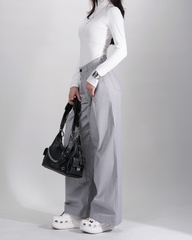 Quần Kaki Nữ Lưng Cao Ống Rộng Form Đứng Màu Xám Nhạt | KQSTYLING High-Waist Wide-Leg