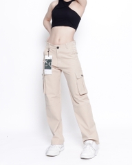 Quần Cargo Nữ Ống Suông Túi Hộp KQSTYLING Form Rộng Màu Kem C1