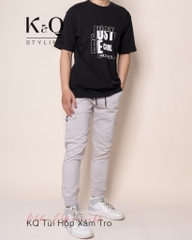 Quần Cargo Túi Hộp Jogger Kaki Co Giãn Unisex Màu Xám Tro | KQSTYLING JTD01