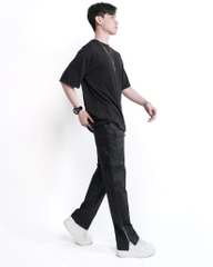 Quần Cargo Nam Kaki Túi Hộp Co Giãn Ống Đứng Màu Rằn Đen | KQSTYLING ZIP