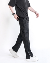 Quần Cargo Nam Kaki Túi Hộp Co Giãn Ống Đứng Màu Rằn Đen | KQSTYLING ZIP