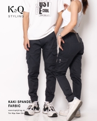 Quần Cargo Túi Hộp Jogger Kaki Co Giãn Unisex Màu Xám Chì | KQSTYLING JTD01