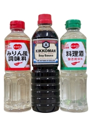 Combo Gia Vị Làm Trứng Ngâm Tương Nhật (Kikkoman Fancy 600ml + Mirin + Sake Nấu Ăn)