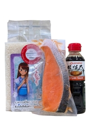 Combo Nguyên Liệu Cá Hồi Sốt Teriyaki Nhật (Cá Hồi + Sốt Teriyaki Yamamori 200ML+ Gạo 1KG)