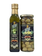 Combo Nguyên Liệu Làm Salad Địa Trung Hải (Quả Oliu Xanh 450G + Dầu Oliu Extra Virgin 250ML)
