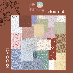 [HOTIS] Set giấy nền vintage, giấy note floral hoa nhí/ màu trơn/ bưu thiếp - 60 tờ