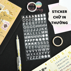 Sticker nhãn dán chữ số PET ánh kim trang trí sổ