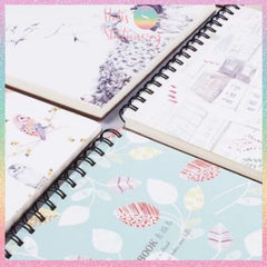 [HOTIS] SKETCHBOOK sổ vẽ phác thảo - Gáy lò xo - Khổ A4 dọc - 50 tờ - 110gsm - Bìa cứng họa tiết hoa lá NB018