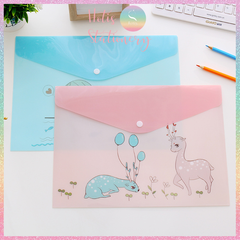 [HOTIS] Bìa nút đựng tài liệu A4 in màu họa tiết hoạt hình, sọc trơn - Nhiều mẫu