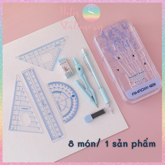 [HOTIS] Bộ compa thước kẻ 8 món màu pastel cực xinh