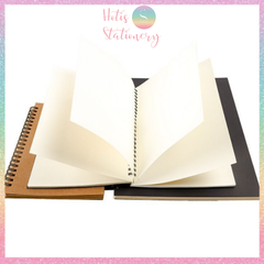 [HOTIS] Sổ lò xo bìa cứng kraft nâu đen - Khổ B5/ A5/ 32K - 50 tờ - 80gsm