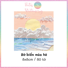 [HOTIS] [16 MẪU] Tệp 80 tờ giấy ghi chú tranh phong cảnh, giấy note hình thú đáng yêu - 8x8cm