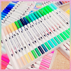 [HOTIS] Bút lông hai đầu tô màu vẽ tranh gốc nước viết calligraphy Double Head- Bộ 60/80/100/120 màu