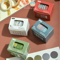 [HOTIS] Hộp 5 cuộn washi tape có hoa văn đa dạng - Rộng 1cm, Dài 2m