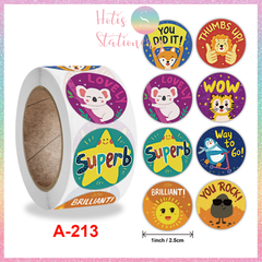[HOTIS] Sticker Cuộn 500 Nhãn Dán Khen Thưởng Học Sinh - Tạo Động Lực, Kích Thích Học Tập, Phù Hợp Giáo Viên & Phụ Huynh