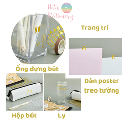 Sticker nhãn dán chữ số PET ánh kim trang trí sổ