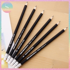 [HOTIS] Hộp 12 bút chì gỗ lục giác 2B vỏ màu đen - Kèm chuốt