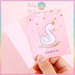 [HOTIS] Thiệp giấy mini gấp gọn kèm bao giấy can - 10 x 8cm - 12 mẫu