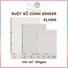 [HOTIS] Ruột sổ còng, tệp 100 tờ giấy refill binder KLong A5/B5/A4