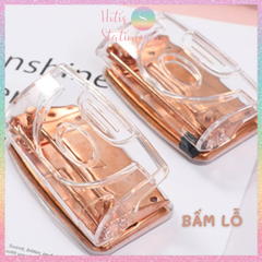 [HOTIS] Đồ bấm lỗ trong suốt màu vàng hồng sang chảnh - Dùng cho giẩy refill sổ còng binder