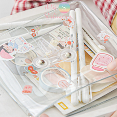 Túi đựng bút, dụng cụ học tập, mỹ phẩm PVC trong suốt siêu cute hotis-stationery