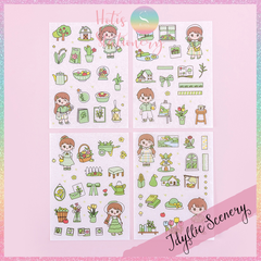 [HOTIS] Set 4 tấm sticker cô bé cute trang trí sổ tay, bàn học - 18x10.5cm