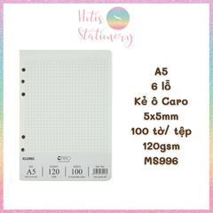 [HOTIS] Ruột sổ còng, tệp 100 tờ giấy refill binder KLong A5/B5/A4
