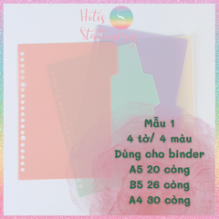 [HOTIS] Bìa phân trang nhiều màu - Phụ kiện sổ còng binder A5/ B5/ A4