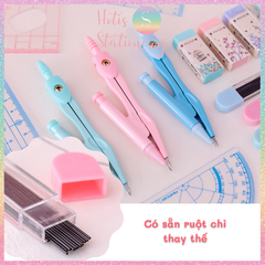 [HOTIS] Bộ compa thước kẻ 8 món màu pastel cực xinh
