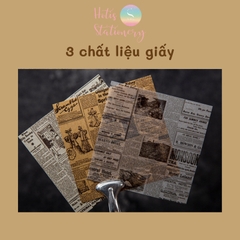 [HOTIS] Set giấy nền retro vintage họa tiết báo cũ chữ Tiếng Anh - 60 tờ