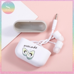 [HOTIS] Tai nghe có mic kèm hộp đựng họa tiết trái cây có 4 màu
