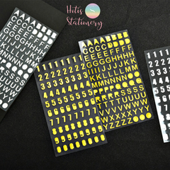 Sticker nhãn dán chữ số PET ánh kim trang trí sổ