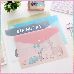[HOTIS] Bìa nút đựng tài liệu A4 in màu họa tiết hoạt hình, sọc trơn - Nhiều mẫu