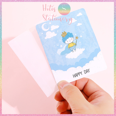 [HOTIS] Thiệp giấy mini gấp gọn kèm bao giấy can - 10 x 8cm - 12 mẫu