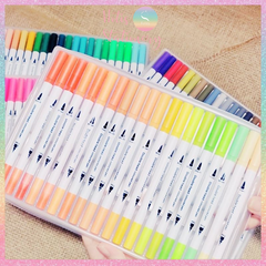 [HOTIS] Bút lông hai đầu tô màu vẽ tranh gốc nước viết calligraphy Double Head- Bộ 60/80/100/120 màu