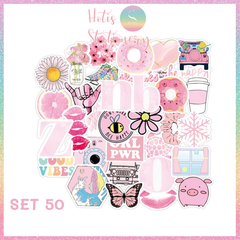 [HOTIS] Set Sticker nhiều mẫu size lớn 5 - 8cm, nhãn dán cán màng phim PVC không thấm nước, dán được nhiều lần