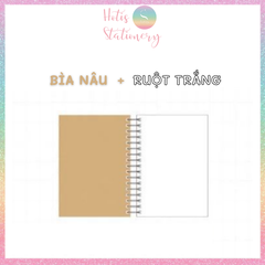 [HOTIS] Sổ lò xo bìa cứng kraft nâu đen - Khổ B5/ A5/ 32K - 50 tờ - 80gsm