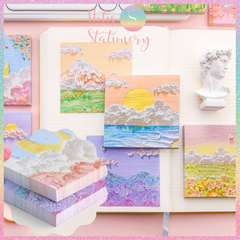 [HOTIS] [16 MẪU] Tệp 80 tờ giấy ghi chú tranh phong cảnh, giấy note hình thú đáng yêu - 8x8cm