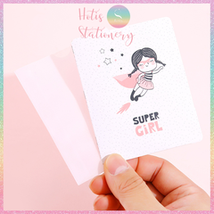 [HOTIS] Thiệp giấy mini gấp gọn kèm bao giấy can - 10 x 8cm - 12 mẫu